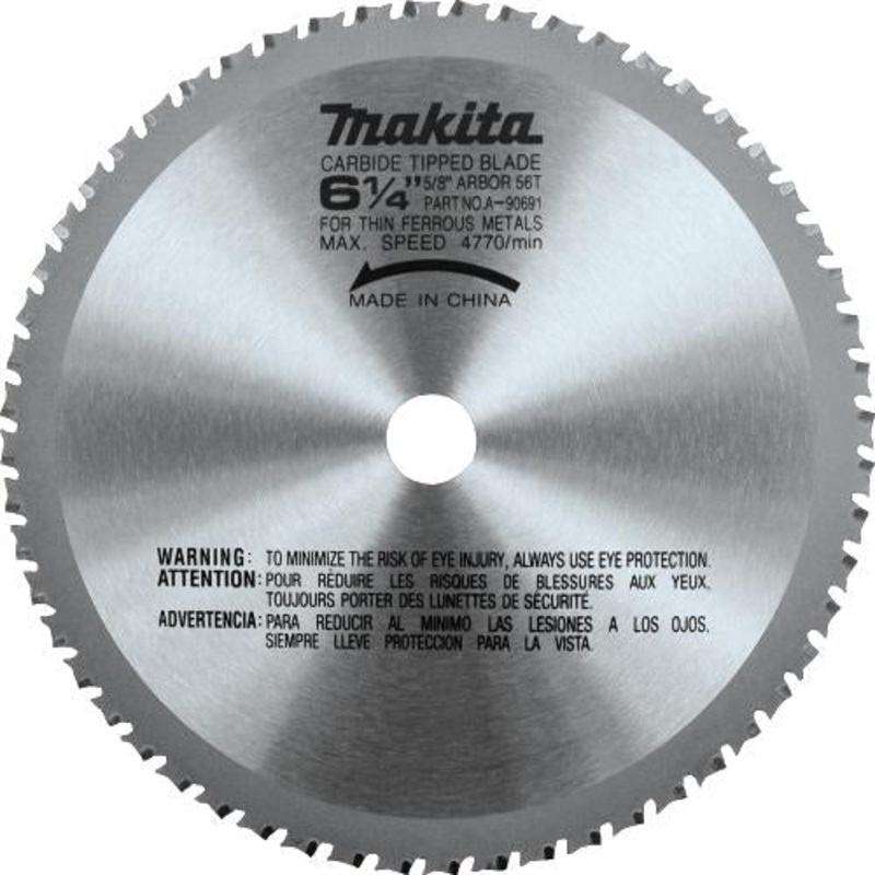 Makita A-90691 61/4" 56T CarbideTipped Saw Blade, Ferrous Metal, Thin Gauge