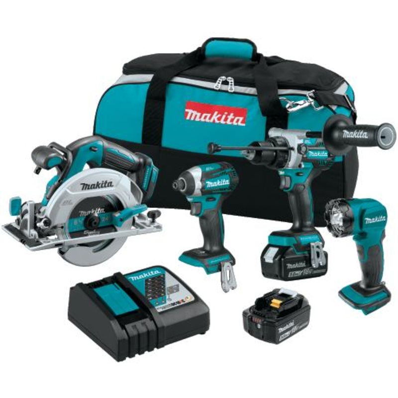 Makita XT452T 18V LXT LithiumIon Brushless Cordless 4Pc. Combo Kit (5.0Ah)