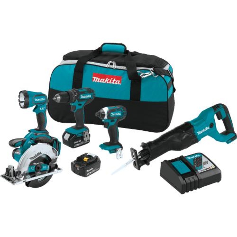 Makita XT505 18V LXT LithiumIon Cordless 5Pc. Combo Kit (3.0Ah)