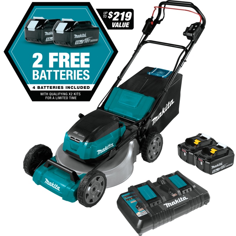 Makita XML06PT1 36V (18V X2) LXT Brushless 18" SelfPropelled Commercial Lawn Mower Kit with 4 Batteries (5.0Ah)