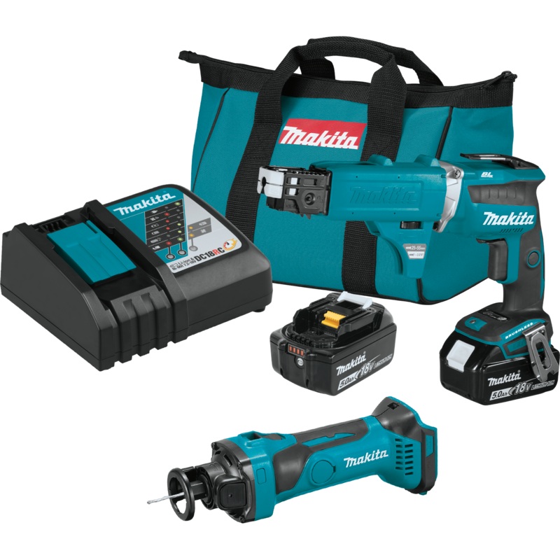 Makita XT255TX2 18V LXT LithiumIon Cordless 2Pc. Combo Kit with Collated Autofeed Screwdriver Magazine (5.0Ah)