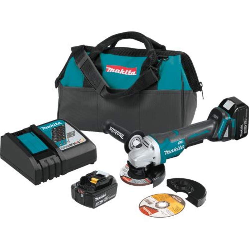 Makita XAG11T 18V LXT LithiumIon Brushless Cordless 41/2 / 5" Paddle Switch CutOff/Angle Grinder Kit, with Electric Brake (5.0Ah)