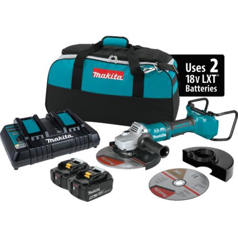 Makita XAG13PT1 36V (18V X2) LXT Brushless 9" Paddle Switch CutOff/Angle Grinder Kit, with Electric Brake (5.0Ah)