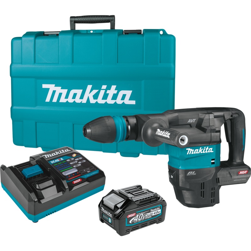 Makita GMH01M1 40V max XGT Brushless Cordless 15 lb. SDSMAX AVT Demolition Hammer Kit, AWS Capable (4.0Ah)
