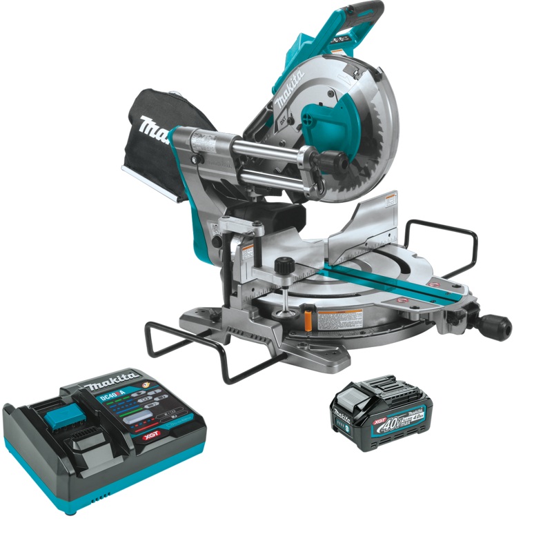 Makita GSL03M1 40V max XGT Brushless Cordless 10" DualBevel Sliding Compound Miter Saw Kit, AWS Capable (4.0Ah)