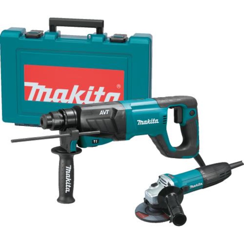 Makita HR2641X1 1" SDSPLUS AVT Rotary Hammer (Dhandle) and 41/2" Angle Grinder