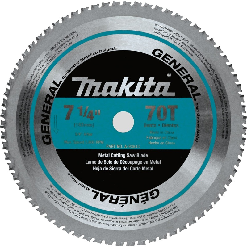 Makita A-93843 71/4" 70T CarbideTipped Saw Blade, Ferrous Metal, Thin Gauge