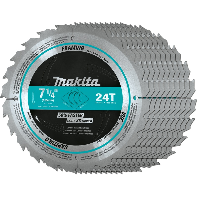 Makita A-94839-10 71/4" 24T CarbideTipped Circular Saw Blade, Framing, 10/pk