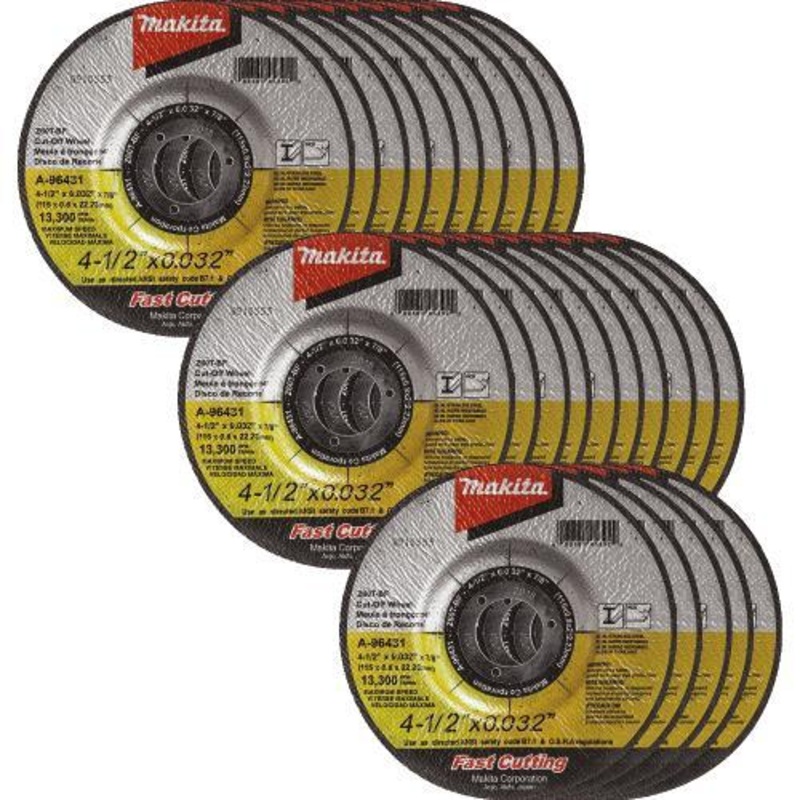 Makita A-96431-25 41/2" x .032" x 7/8" Depressed Center Ultra Thin CutOff Wheel, Stainless, 25/pk
