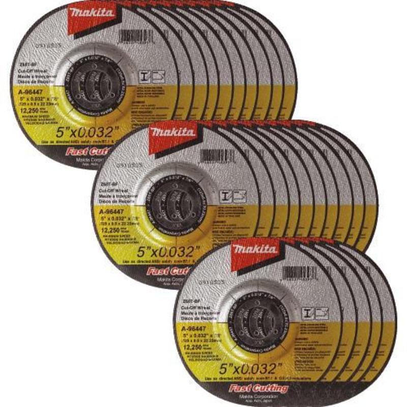 Makita A-96447-25 5" x .032" x 7/8" Depressed Center Ultra Thin CutOff Wheel, Stainless, 25/pk