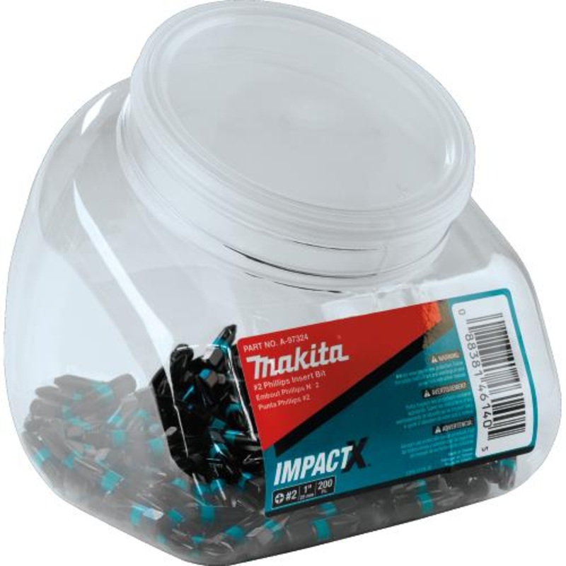 Makita A-97324 ImpactX #2 Phillips 1 Insert Bit, 200/pk, Jar