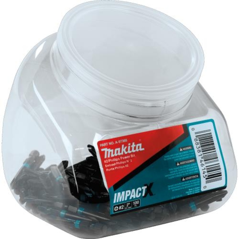 Makita A-97368 ImpactX #2 Phillips 2 Power Bit, 100/pk, Jar