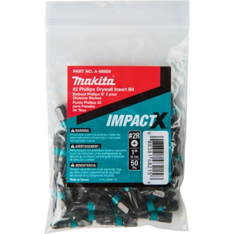 Makita A-98859 ImpactX #2 Phillips Drywall 1 Insert Bit, 50/pk, Bulk