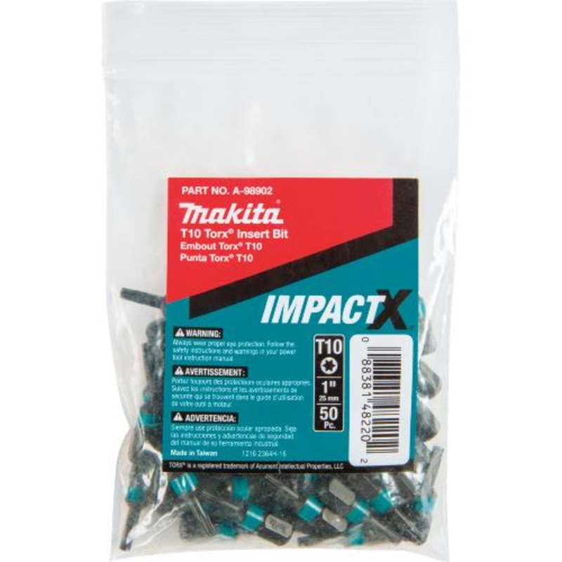Makita A-98902 ImpactX T10 Torx 1 Insert Bit, 50/pk, Bulk