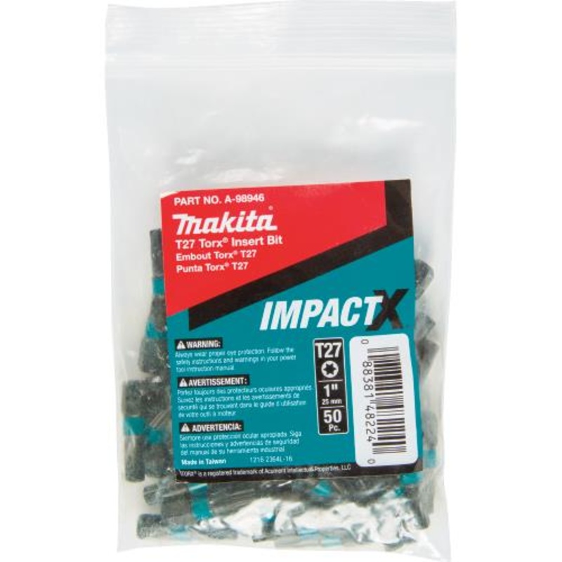 Makita A-98946 ImpactX T27 Torx 1 Insert Bit, 50/pk, Bulk