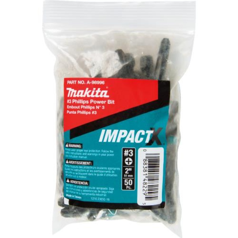 Makita A-98996 ImpactX #3 Phillips 2 Power Bit, 50/pk, Bulk