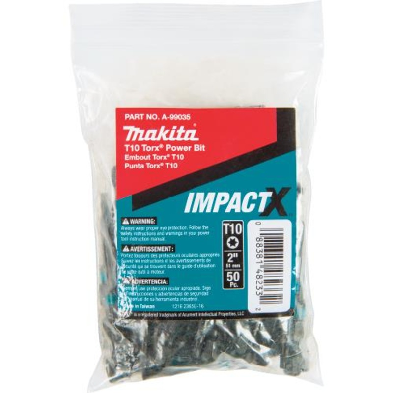 Makita A-99035 ImpactX T10 Torx 2 Power Bit, 50/pk, Bulk