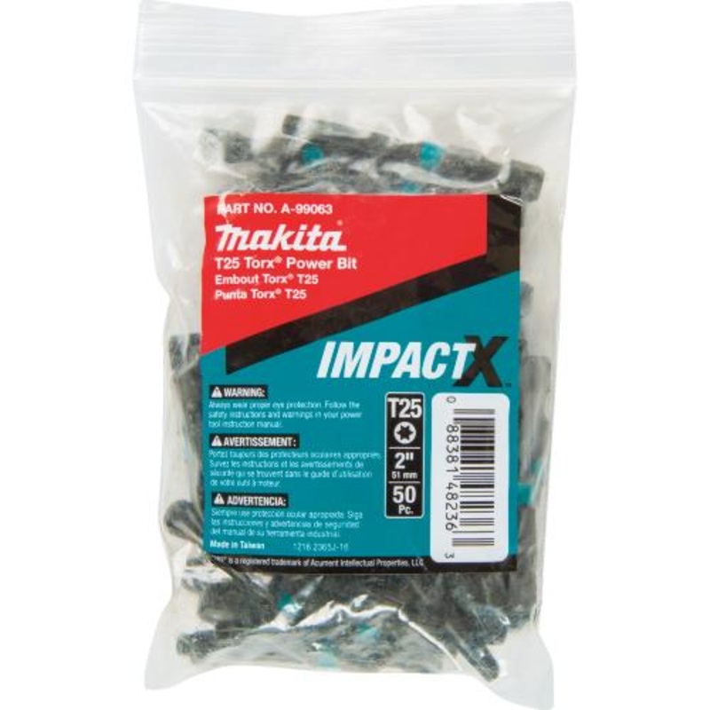 Makita A-99063 ImpactX T25 Torx 2 Power Bit, 50/pk, Bulk