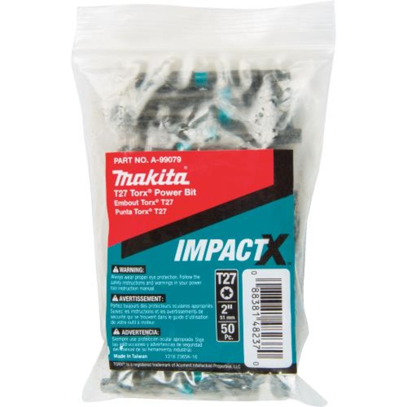 Makita A-99079 ImpactX T27 Torx 2 Power Bit, 50/pk, Bulk