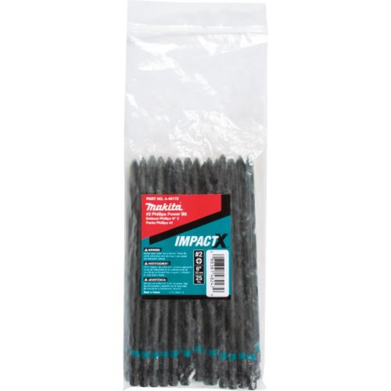 Makita A-99172 ImpactX #2 Phillips 6 Power Bit, 25/pk, Bulk