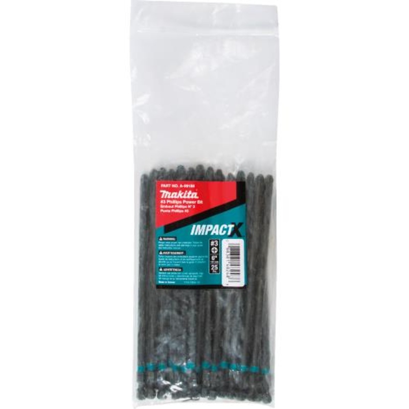 Makita A-99188 ImpactX #3 Phillips 6 Power Bit, 25/pk, Bulk