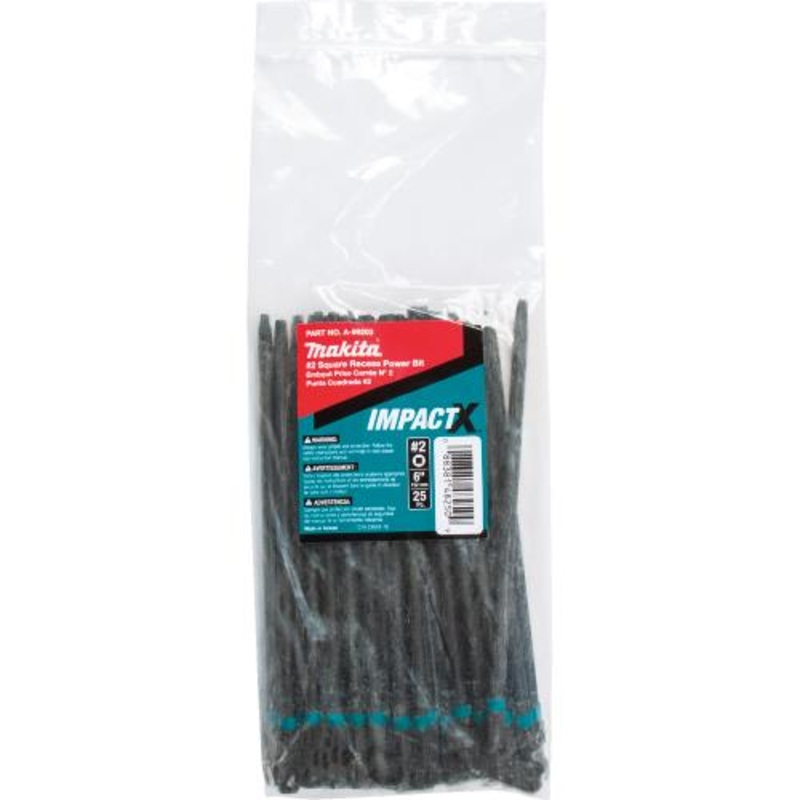 Makita A-99203 ImpactX #2 Square Recess 6 Power Bit, 25/pk, Bulk
