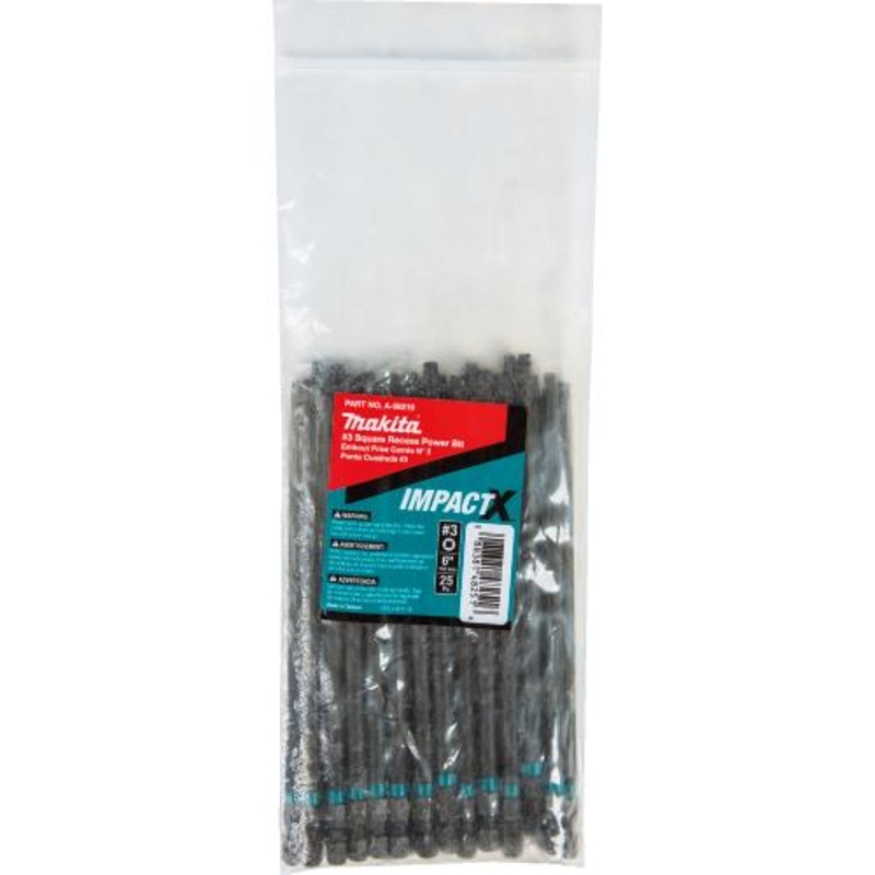 Makita A-99219 ImpactX #3 Square Recess 6 Power Bit, 25/pk, Bulk