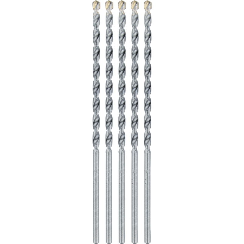 Makita E-10621 3/16" x 6" Carbide Tipped Percussion Masonry Hammer Drill Bits, 5/pk