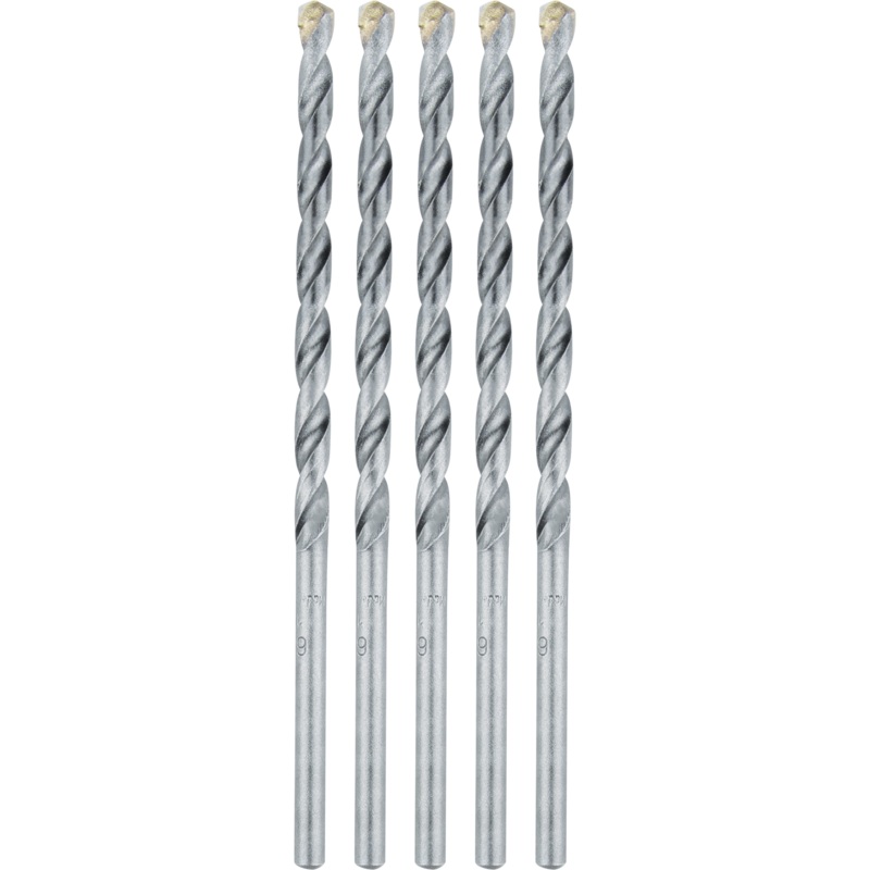 Makita E-10637 1/4" x 6" Carbide Tipped Percussion Masonry Hammer Drill Bits, 5/pk