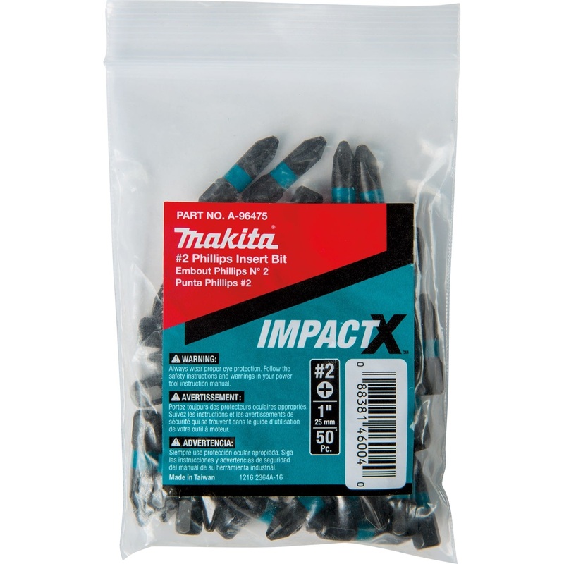 Makita A-96475 ImpactX #2 Phillips 1 Insert Bit, 50/pk, Bulk