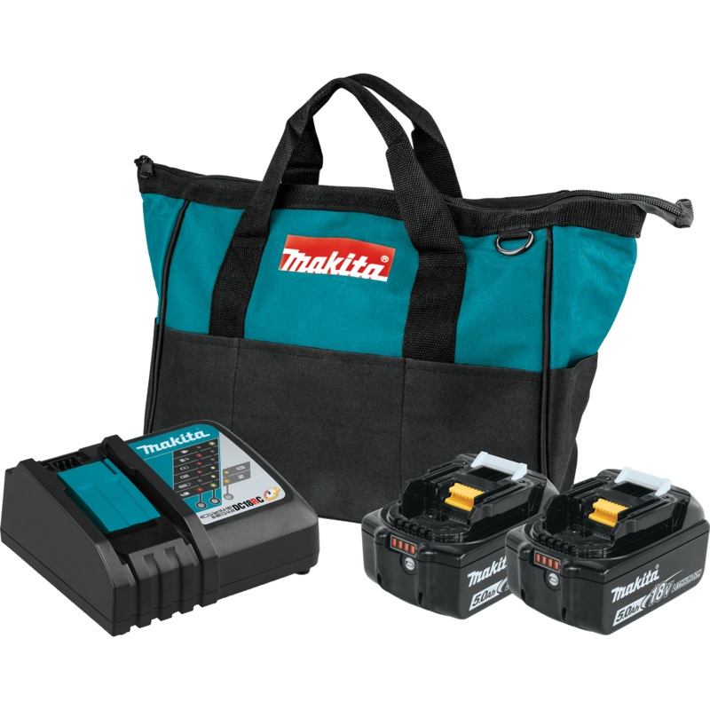 Makita BL1850BDC2 18V LXT LithiumIon Battery and Rapid Optimum Charger Starter Pack (5.0Ah)