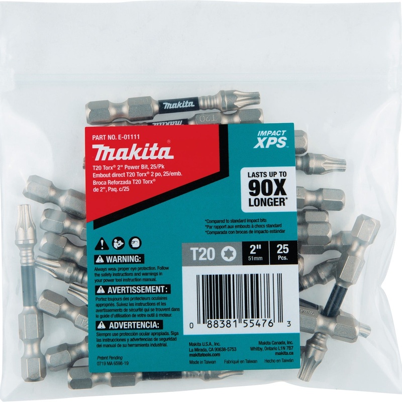 Makita E-01111 Impact XPS T20 Torx 2" Power Bit, 25/pk, Bulk