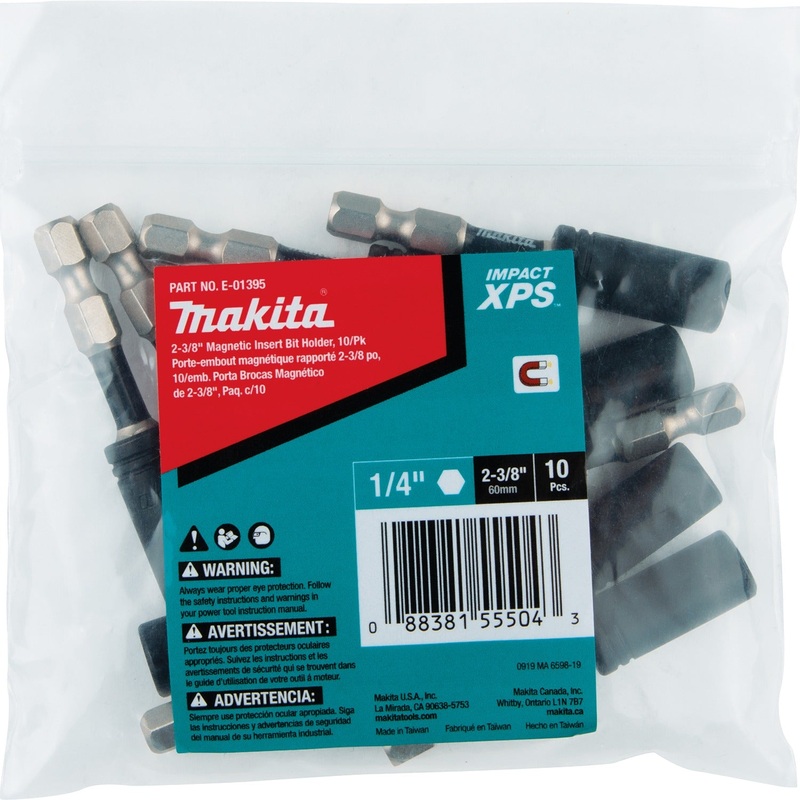 Makita E-01395 Impact XPS 23/8" Magnetic Insert Bit Holder, 10/pk, Bulk