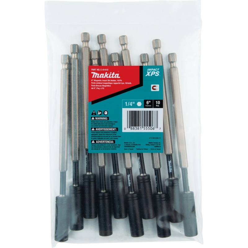 Makita E-01410 Impact XPS 6" Magnetic Insert Bit Holder, 10/pk, Bulk