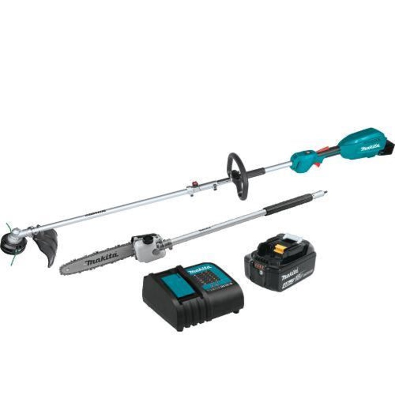 Makita XUX02SM1X4 18V LXT LithiumIon Brushless Cordless Couple Shaft Power Head Kit w/ 13" String Trimmer & 10" Pole Saw Attachments (4.0Ah)