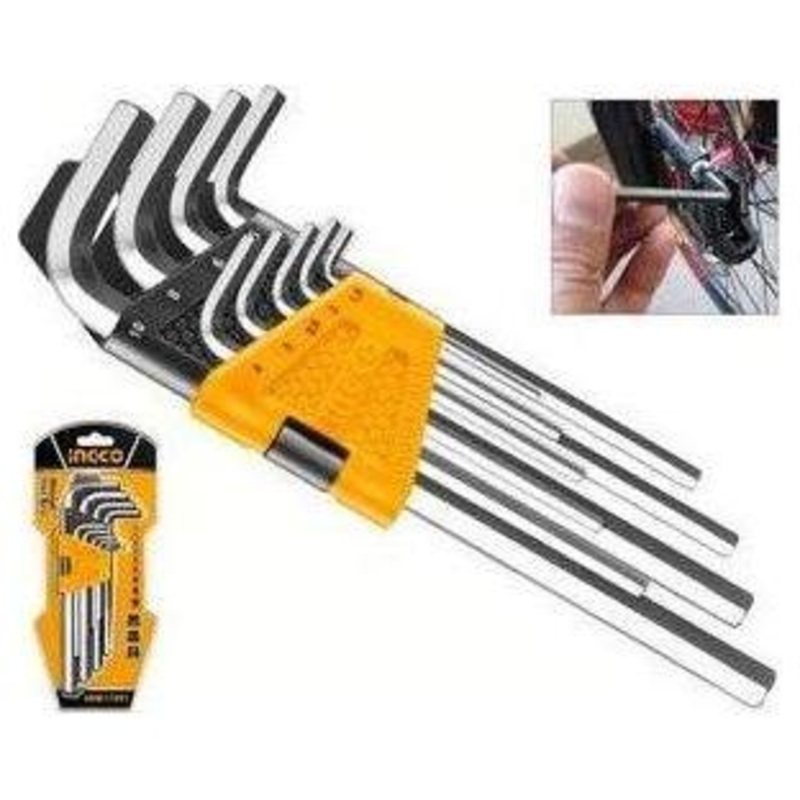 Ingco HHK11091 9pcs Hex Allen Key Wrench Set (Long Arm)