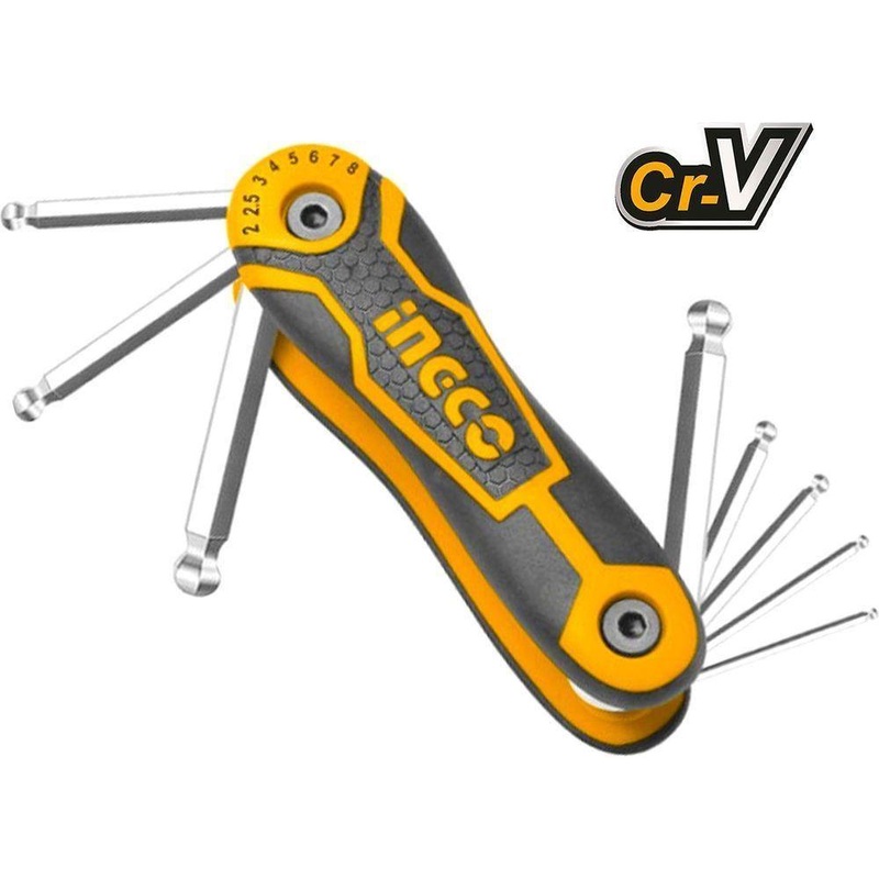 Ingco HHK14082 8pcs Foldable Ball point Hex Allen Key Wrench Set