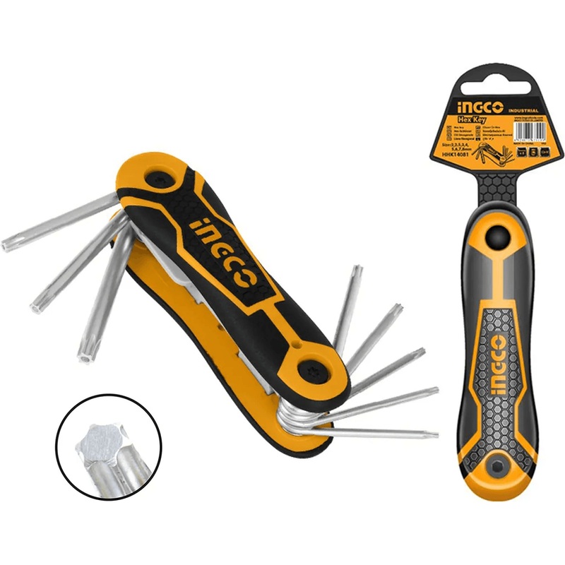 Ingco HHK14083 8pcs Foldable Torx Allen Key Wrench Set