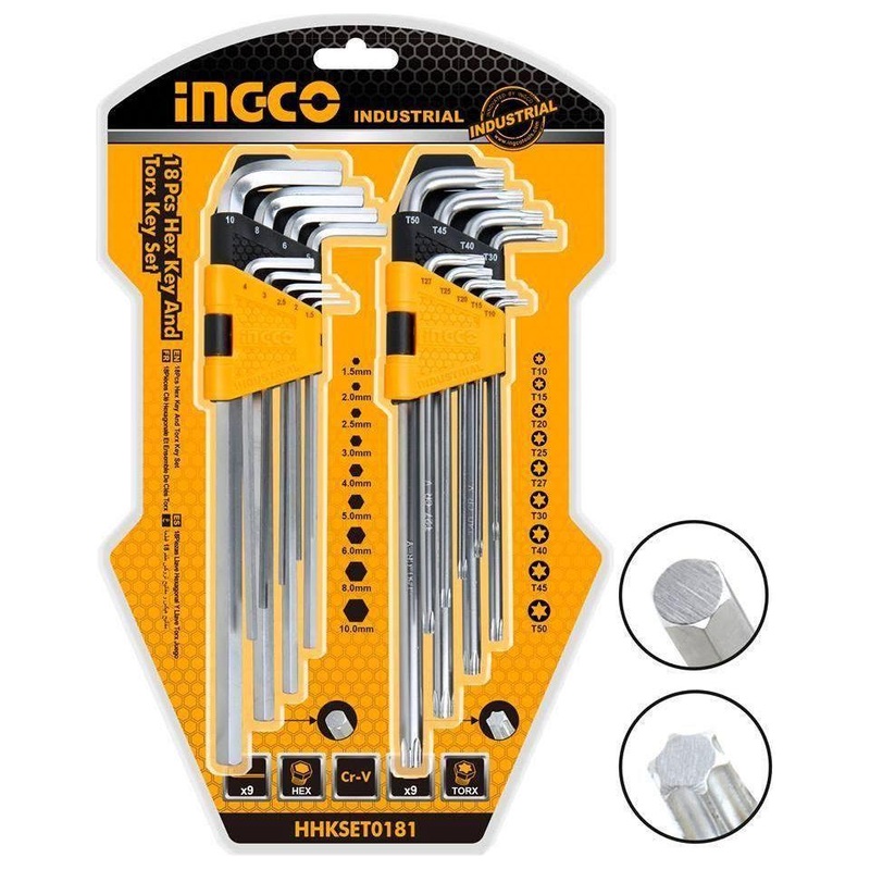 Ingco HHKSET0181 18pcs Hex Allen Key Wrench and Torx Key Set