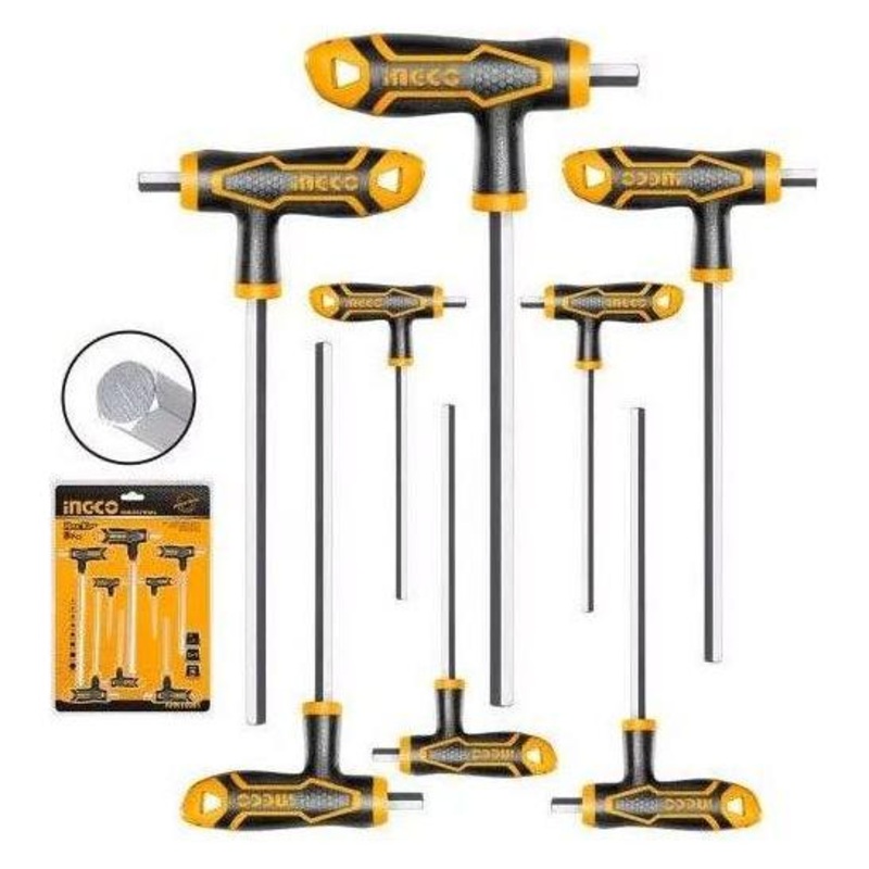 Ingco HHKT8081 8pcs Hex Allen Key Wrench Set (T-Handle)