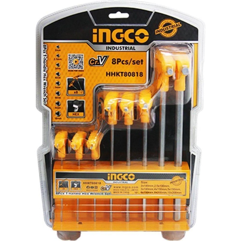 Ingco HHKT80818 8pcs Hex Allen Key Wrench Set (T-Handle)