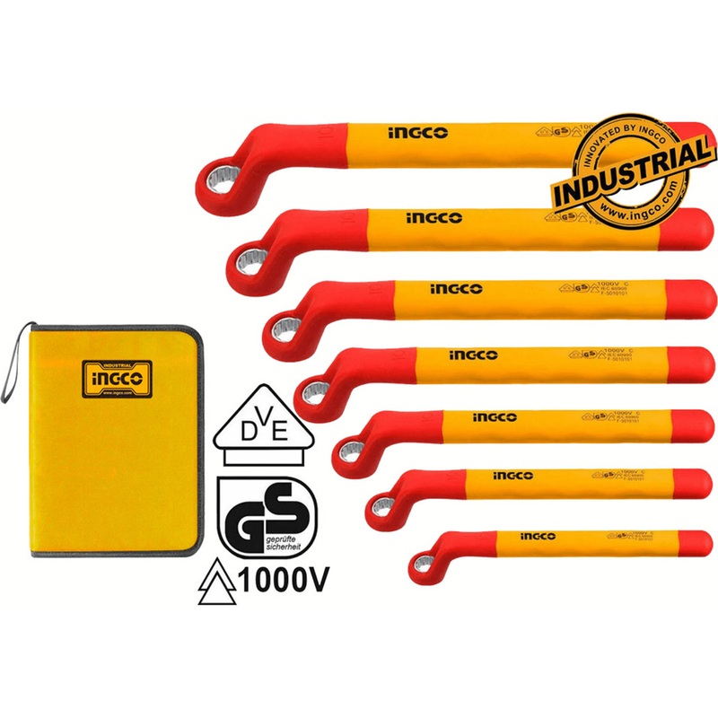 Ingco HKISPA0702 7pcs Insulated VDE Ring / Box Wrench Set