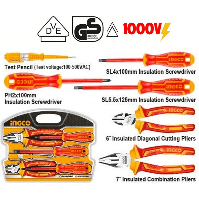 Ingco HKIST3061 6pcs Insulated Hand Tools Set