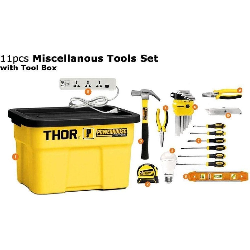 Powerhouse 11pcs Mixed Tools Set with Tool Box (Thor Storage)