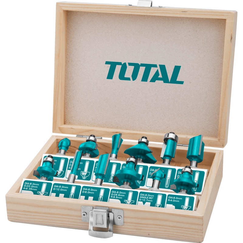 Total TACSR2121 Router Bit Set 12mm Shank (12pcs)