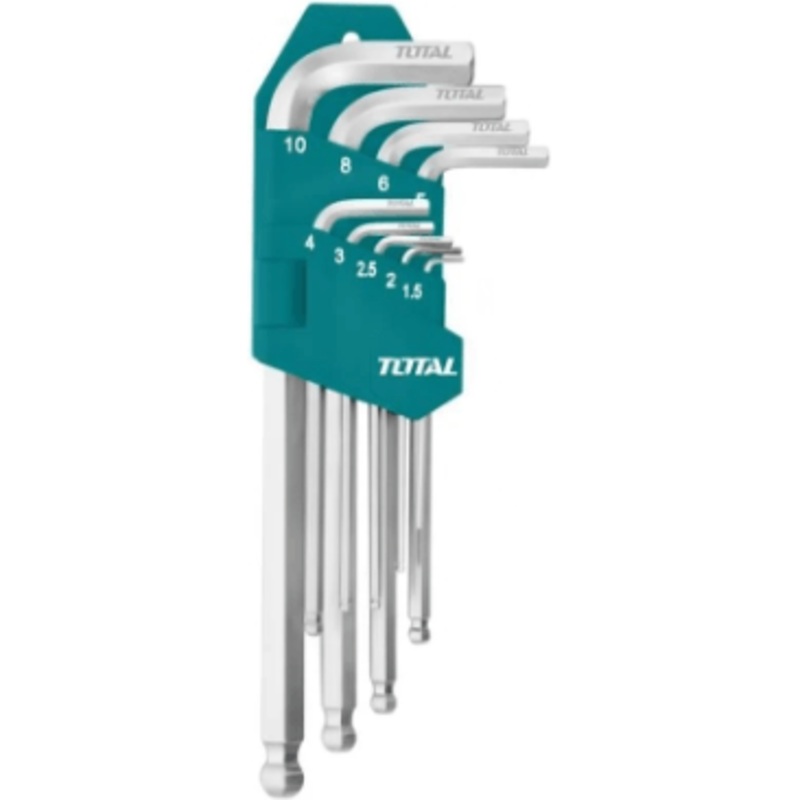 Total  THT106292 9pcs Hex Allen Wrench Key - Ball Point End Set Extra Long Arm