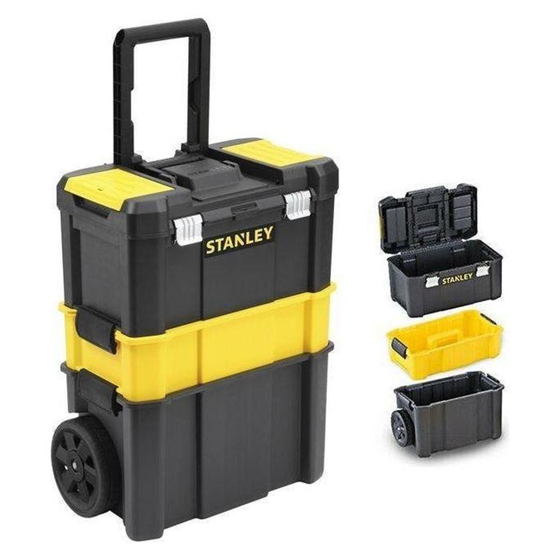 Stanley 80-151 Metal Latch Plastic Tool Box Set with Trolley / Rolling Workshop (Essential)