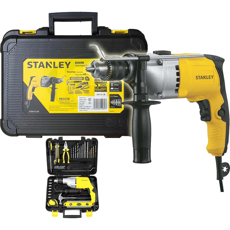 Stanley STDH7213V Impact / Hammer Drill 13mm 800W (Value Pack)