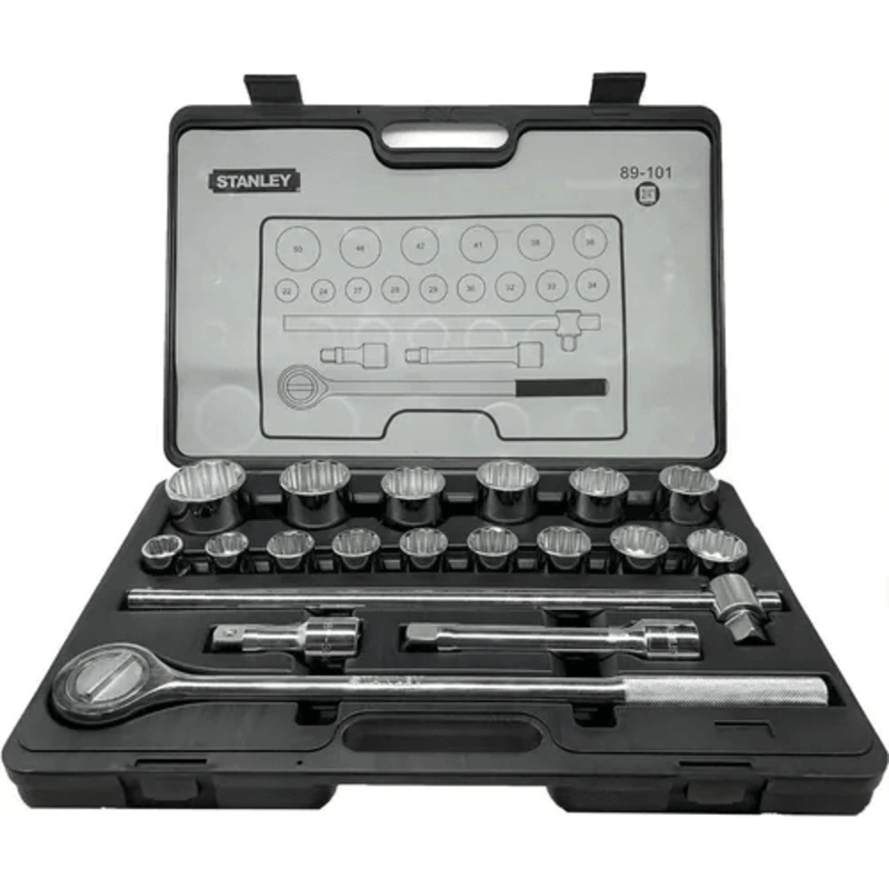 Stanley 89-101 3/4" Drive Socket Wrench Set 19pcs (22-50mm) 12pts