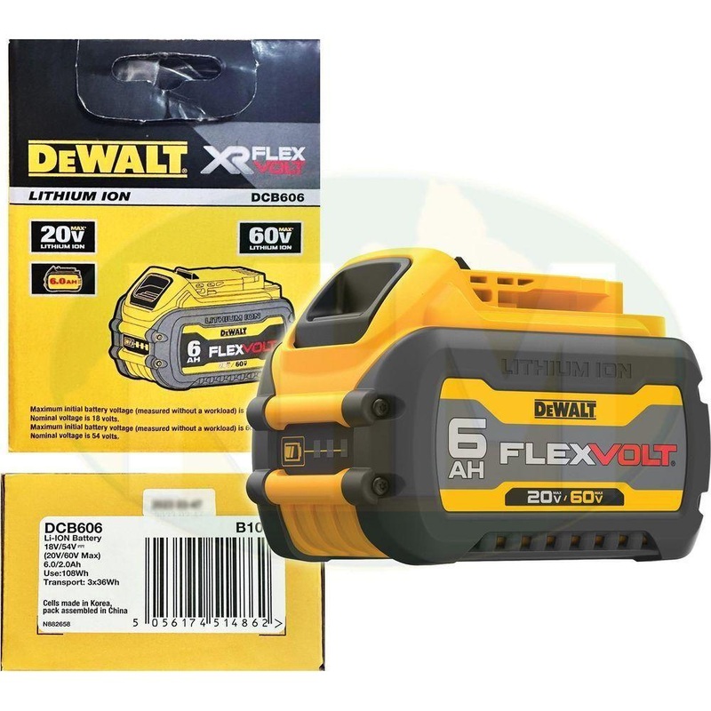 Dewalt DCB606 20V/60V Flexvolt Lithium Ion Battery (6.0Ah)